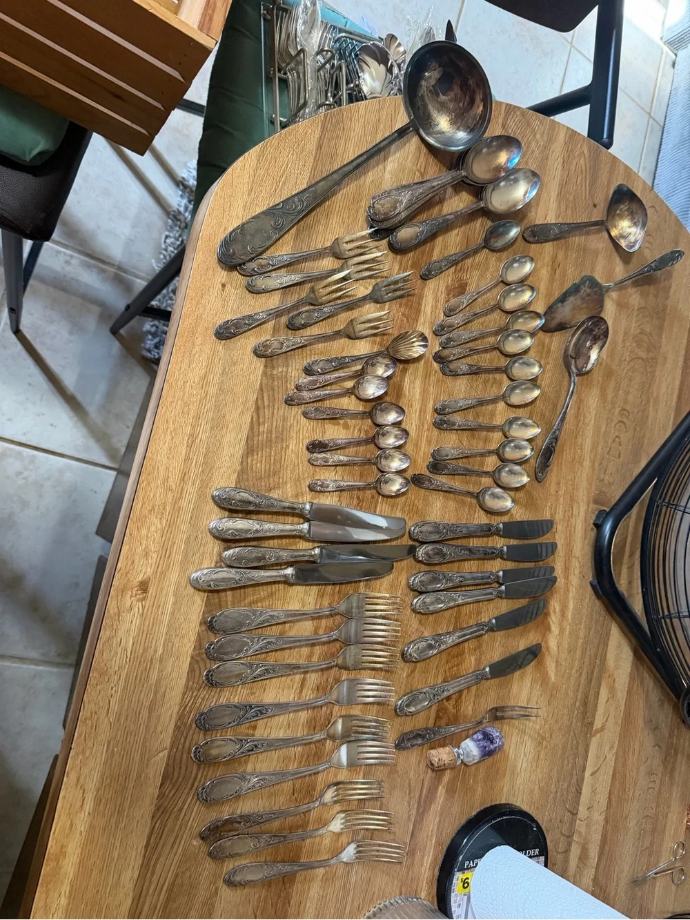 Vintage-Style Silver-Plated Flatware Set - Antique 57 pices odinox 90